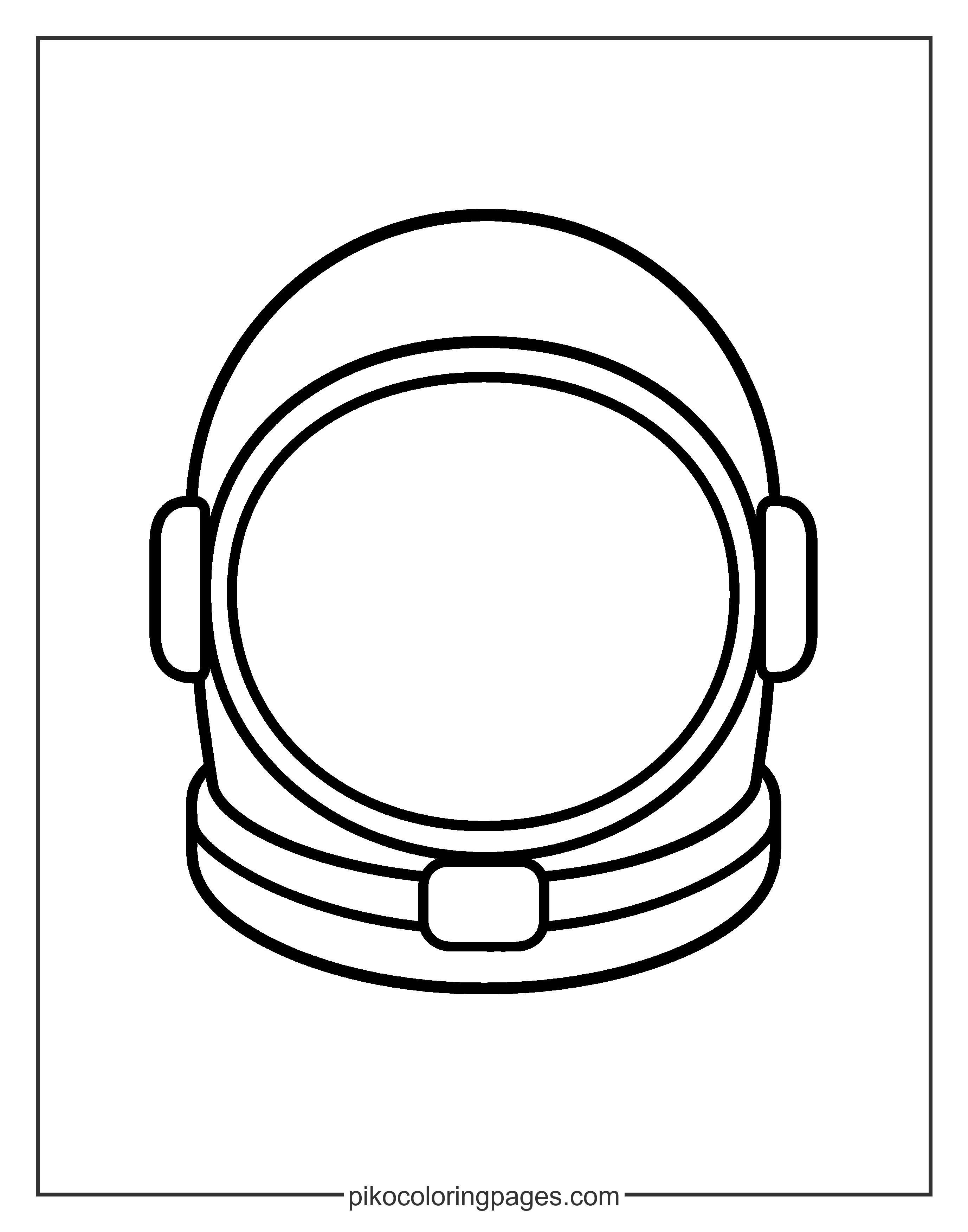 The perfect first space coloring page for little hands. Simple astronaut helmet coloring page for toddlers