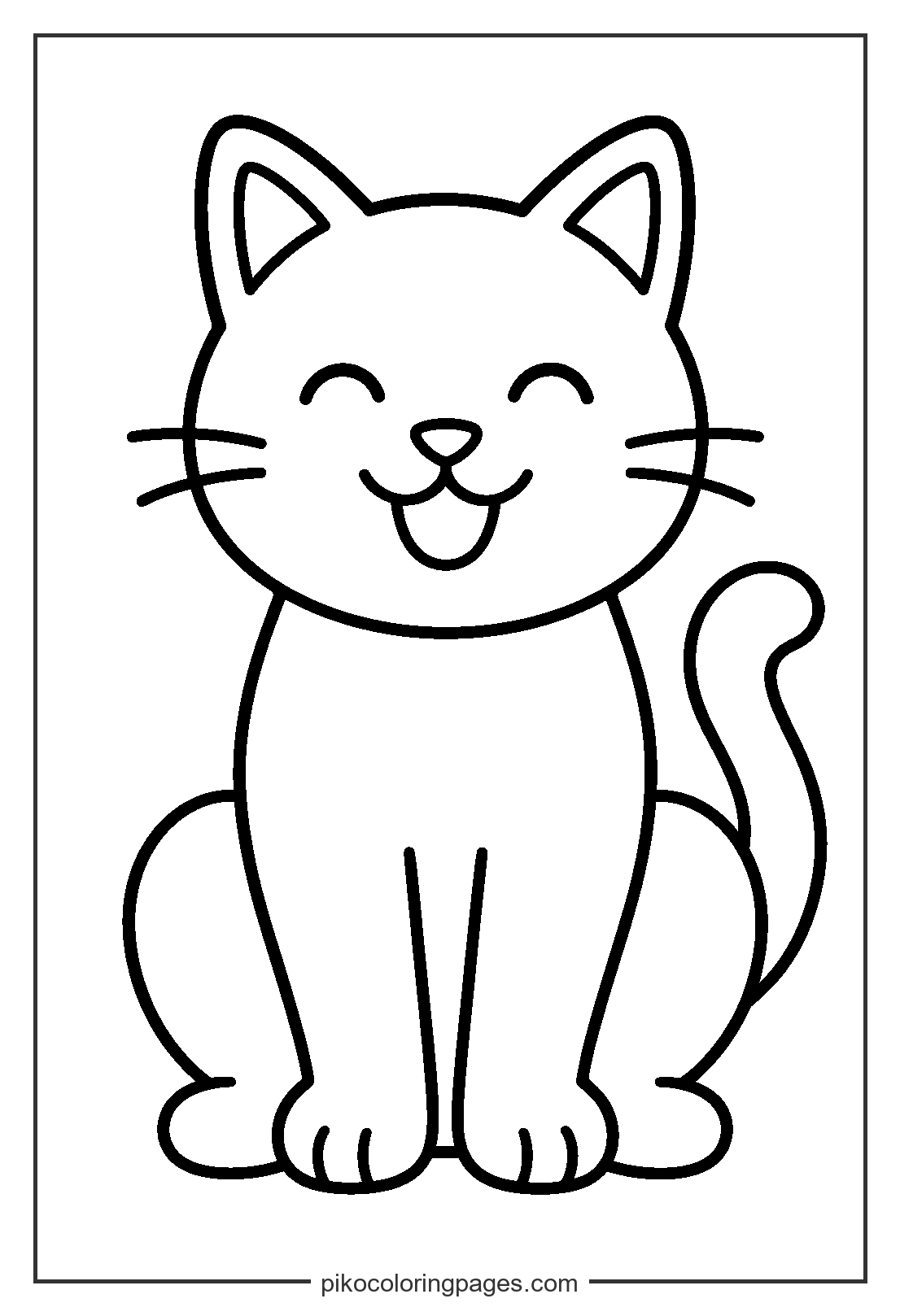 A perfect first coloring page for little hands. Simple cat outline coloring page for toddlers and preschoolers