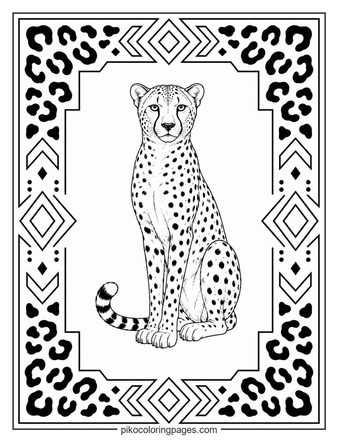 Cheetah print and pattern mandala coloring page
