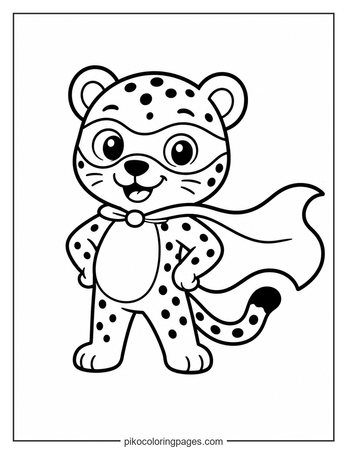 Cute superhero cheetah coloring page for kids