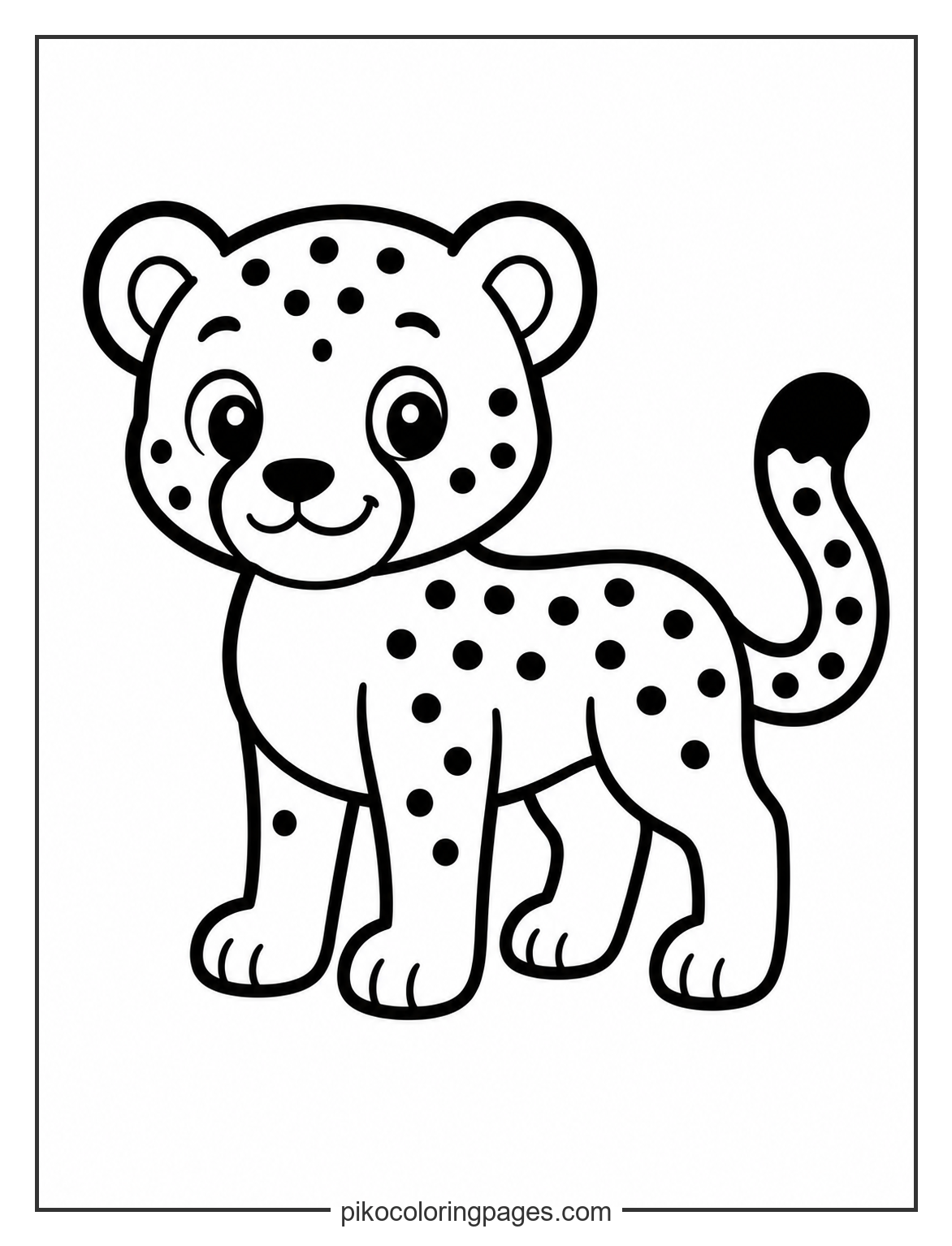 Easy full body cheetah coloring page for toddlers