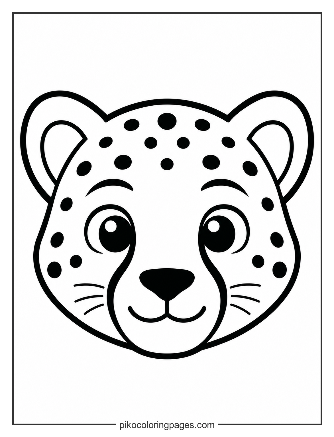 Easy cheetah face coloring page for preschool kids and toddlers