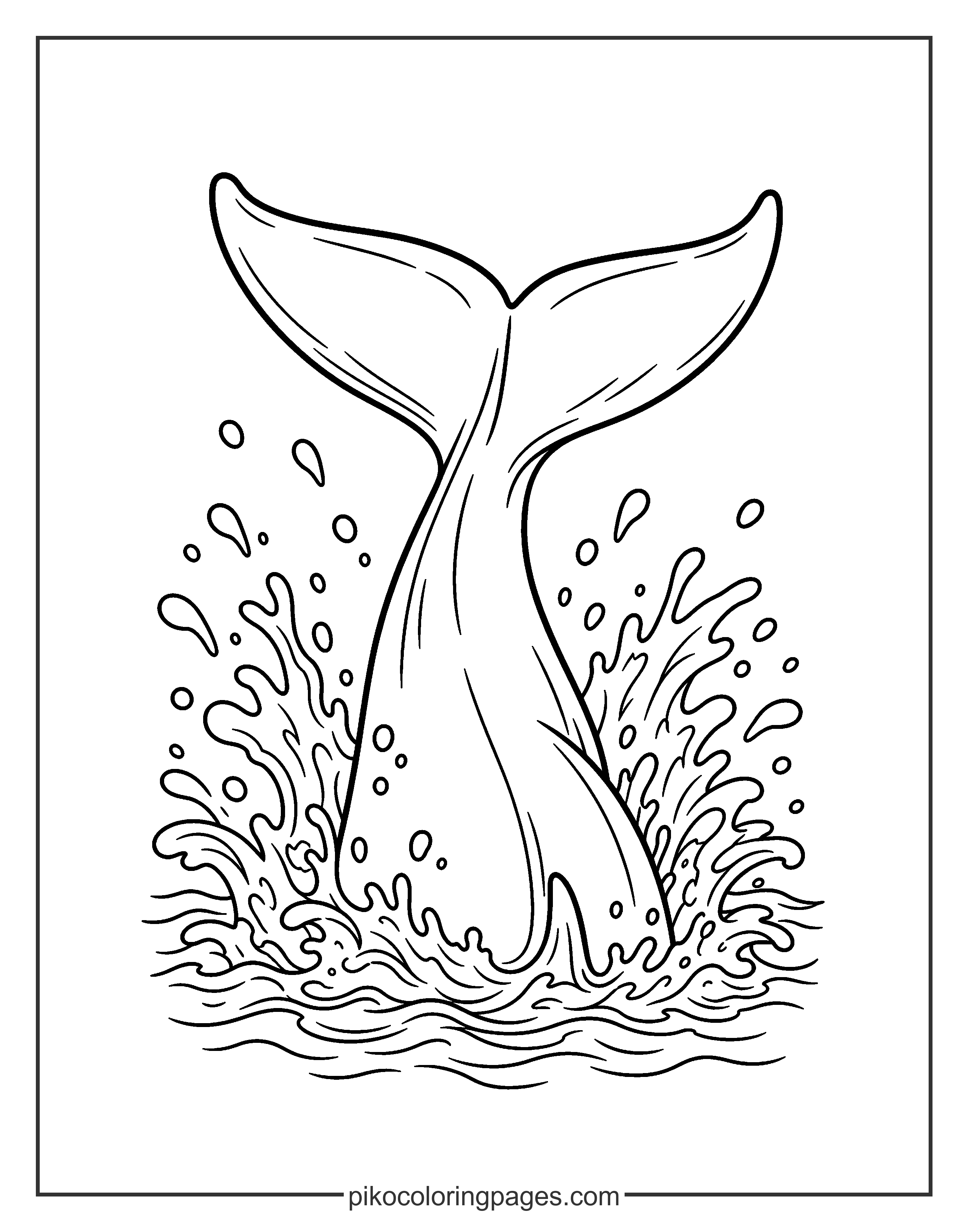 Goodbye for now! A dolphin dives deep. realistic dolphin tail splash coloring page