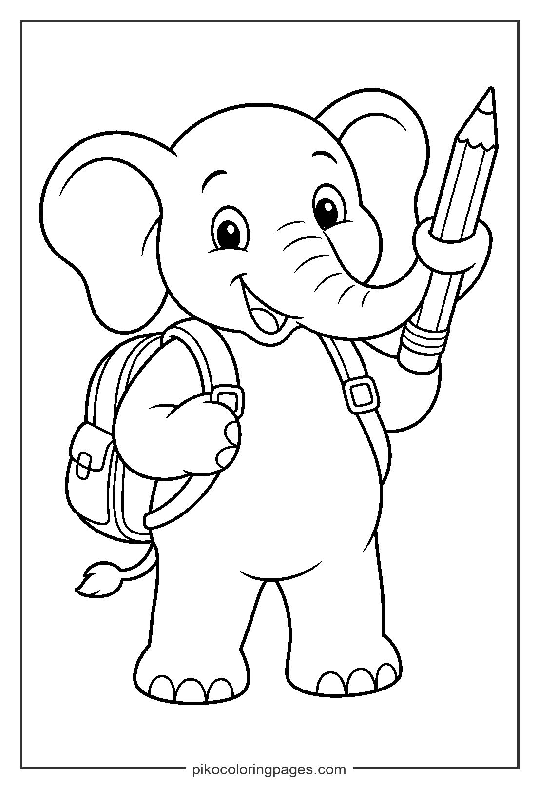 Ready for a great first day of school! back to school elephant coloring page for kids