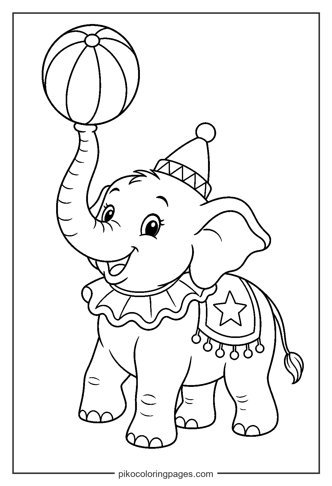 An impressive balancing act by a talented elephant. elephant balancing a ball coloring page