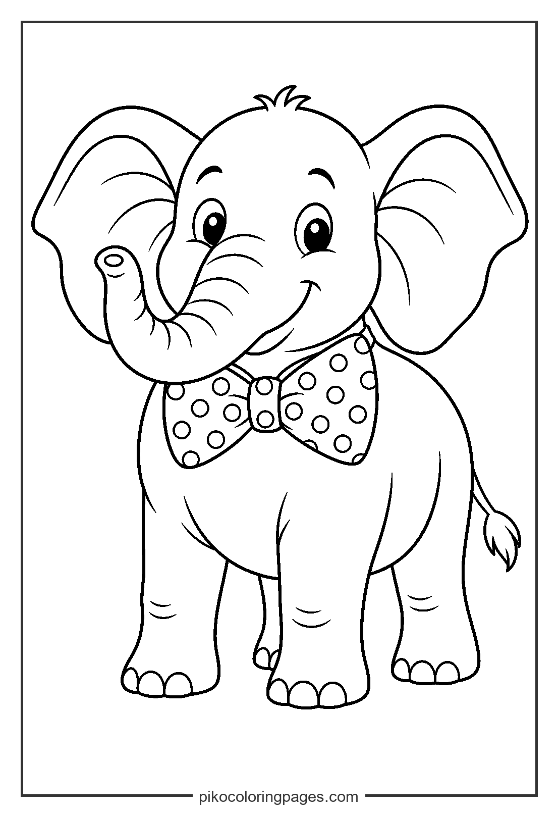 Dressed up and ready for a special occasion. elephant wearing a bowtie coloring page