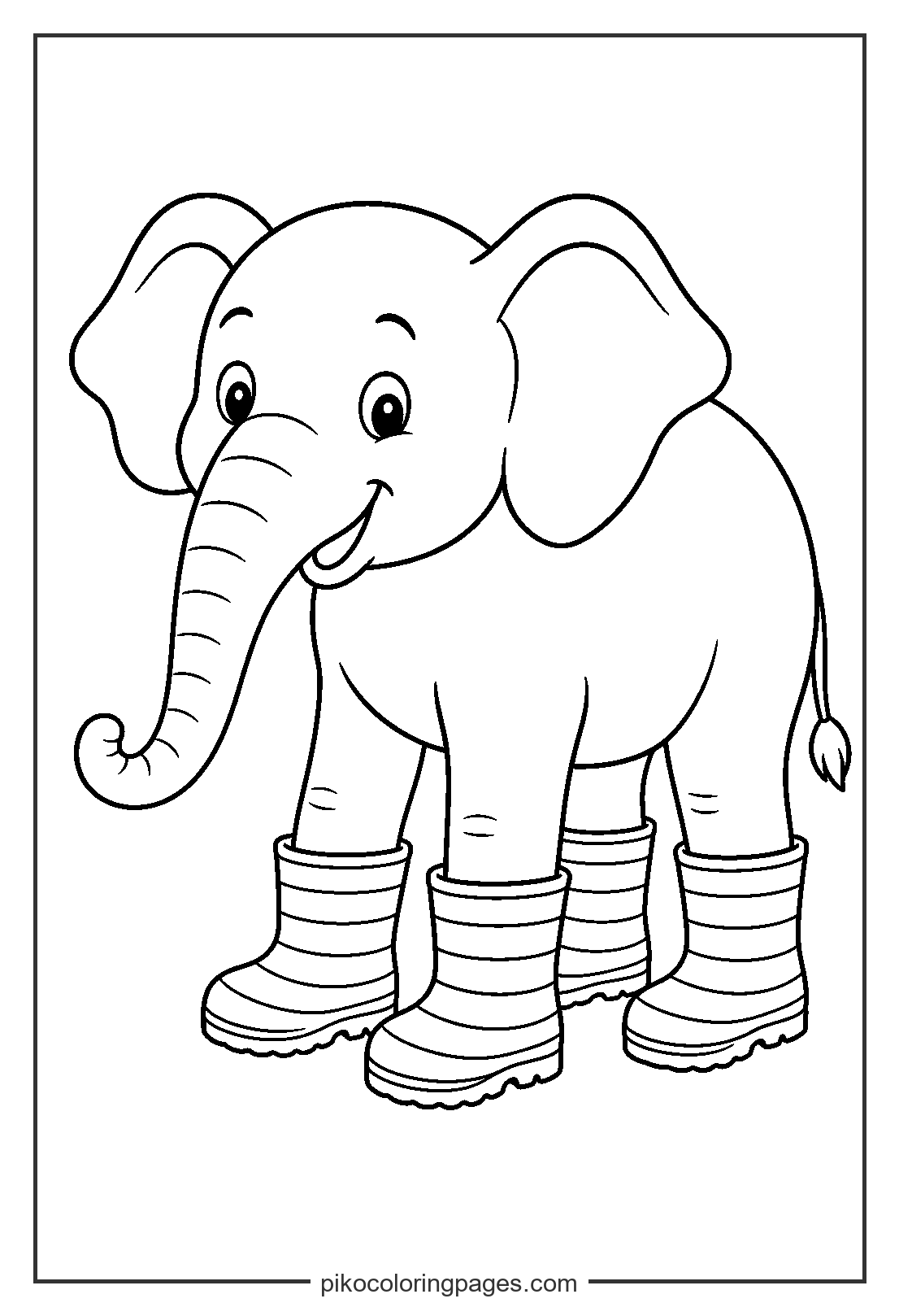Ready for any weather with some stylish boots. elephant in rain boots coloring page