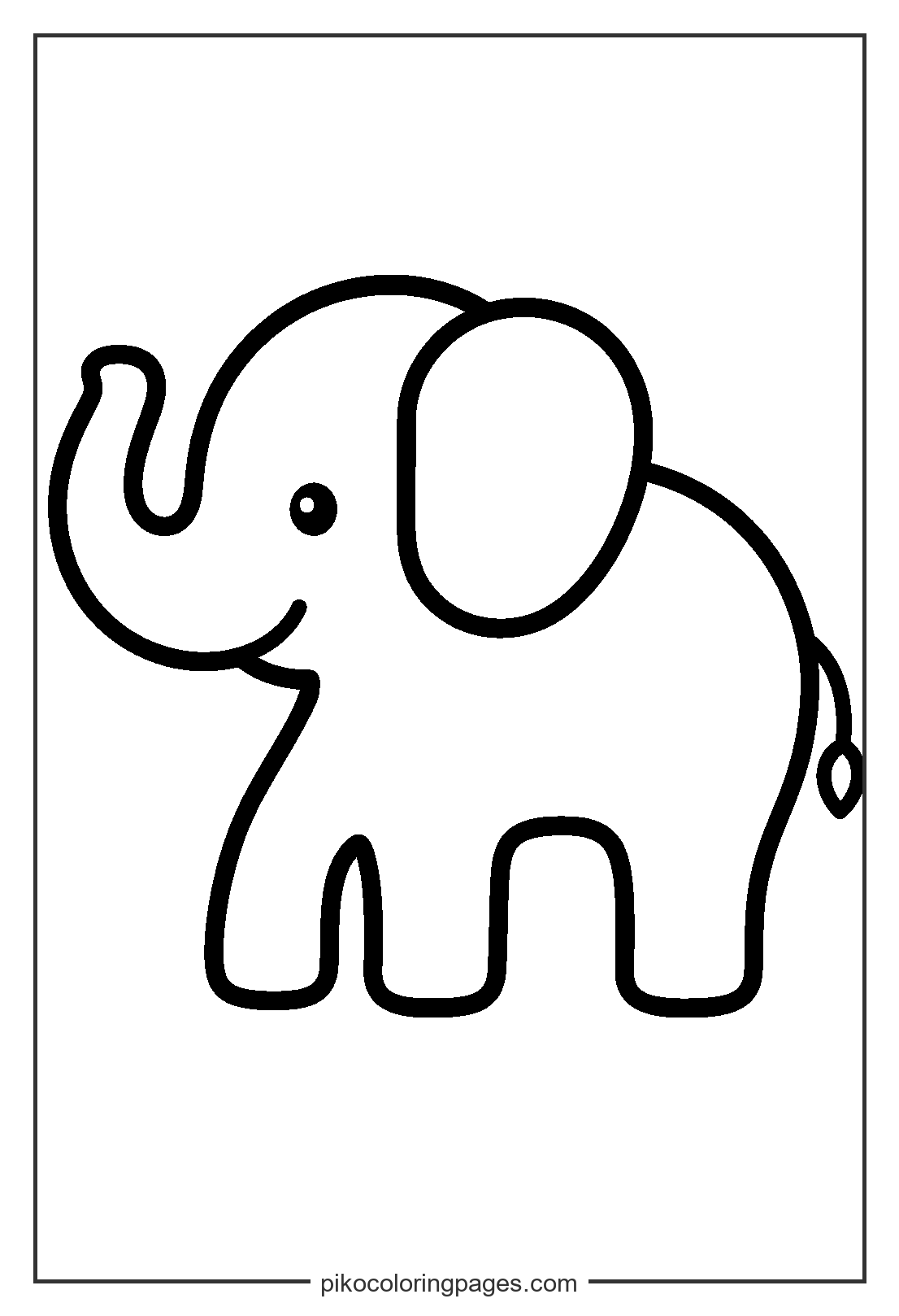 The perfect first coloring page for little hands. simple elephant outline for toddlers coloring page