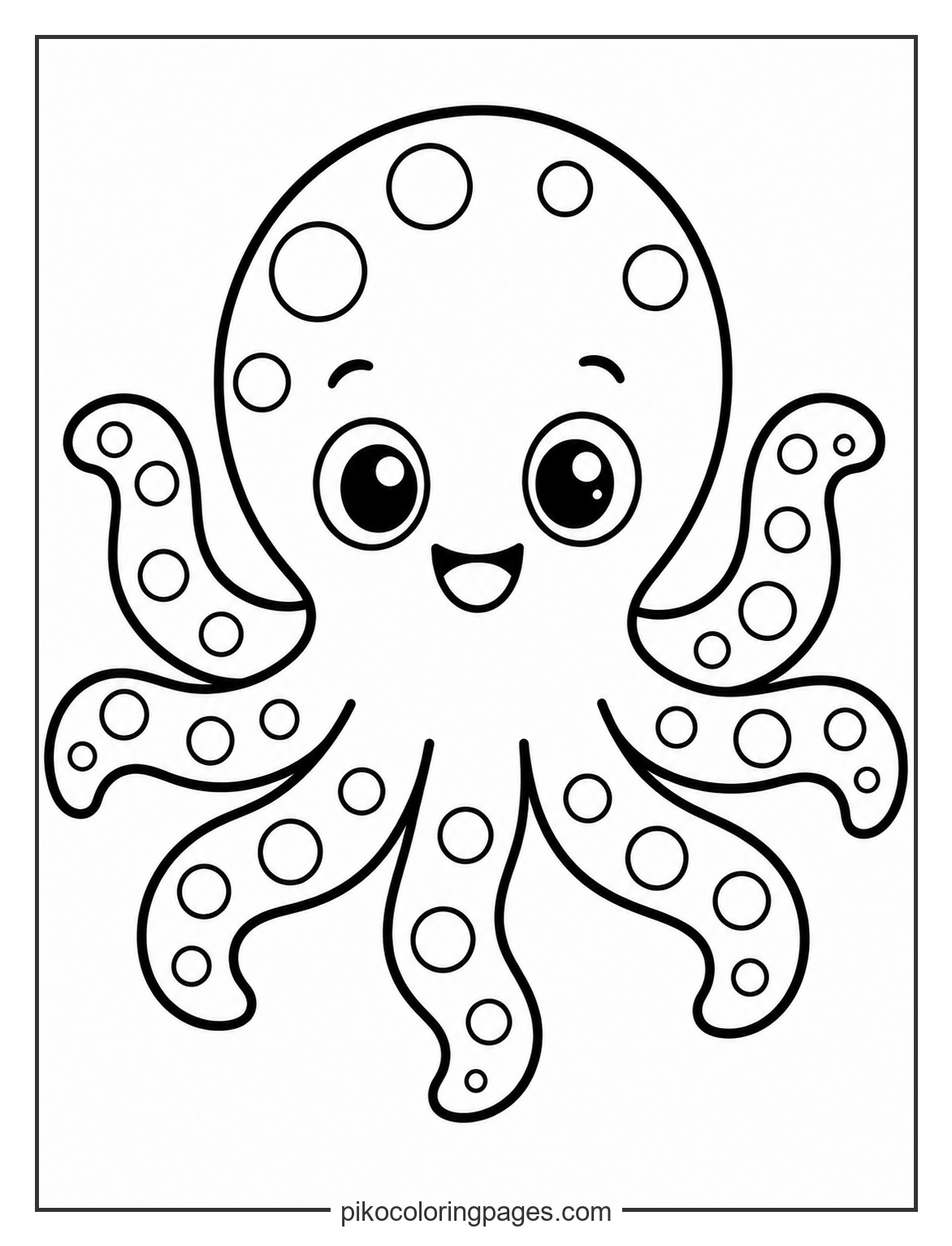 Perfect for little hands, this simple octopus is easy to color. simple octopus coloring page for toddlers