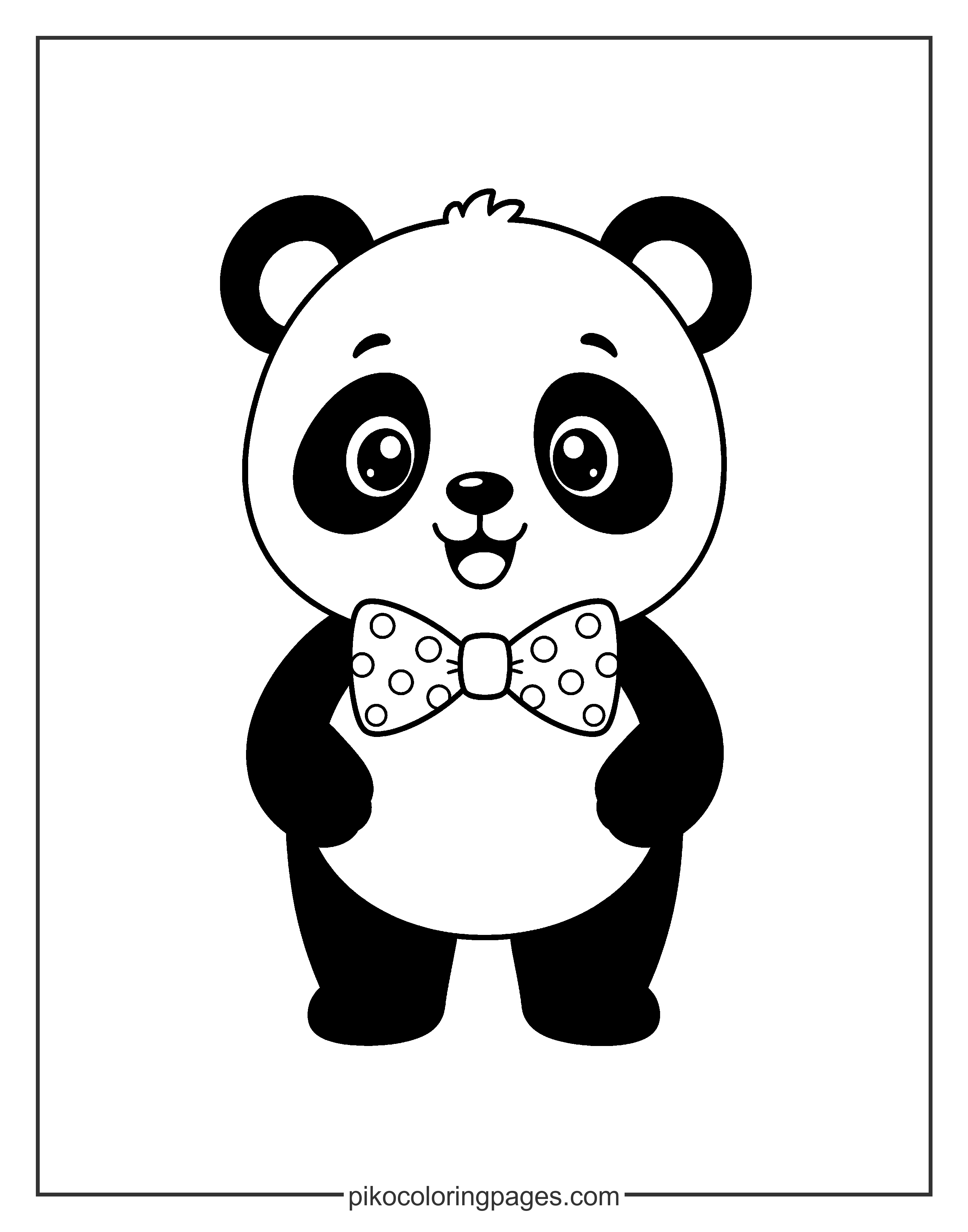 Dapper kawaii panda with a bowtie coloring page
