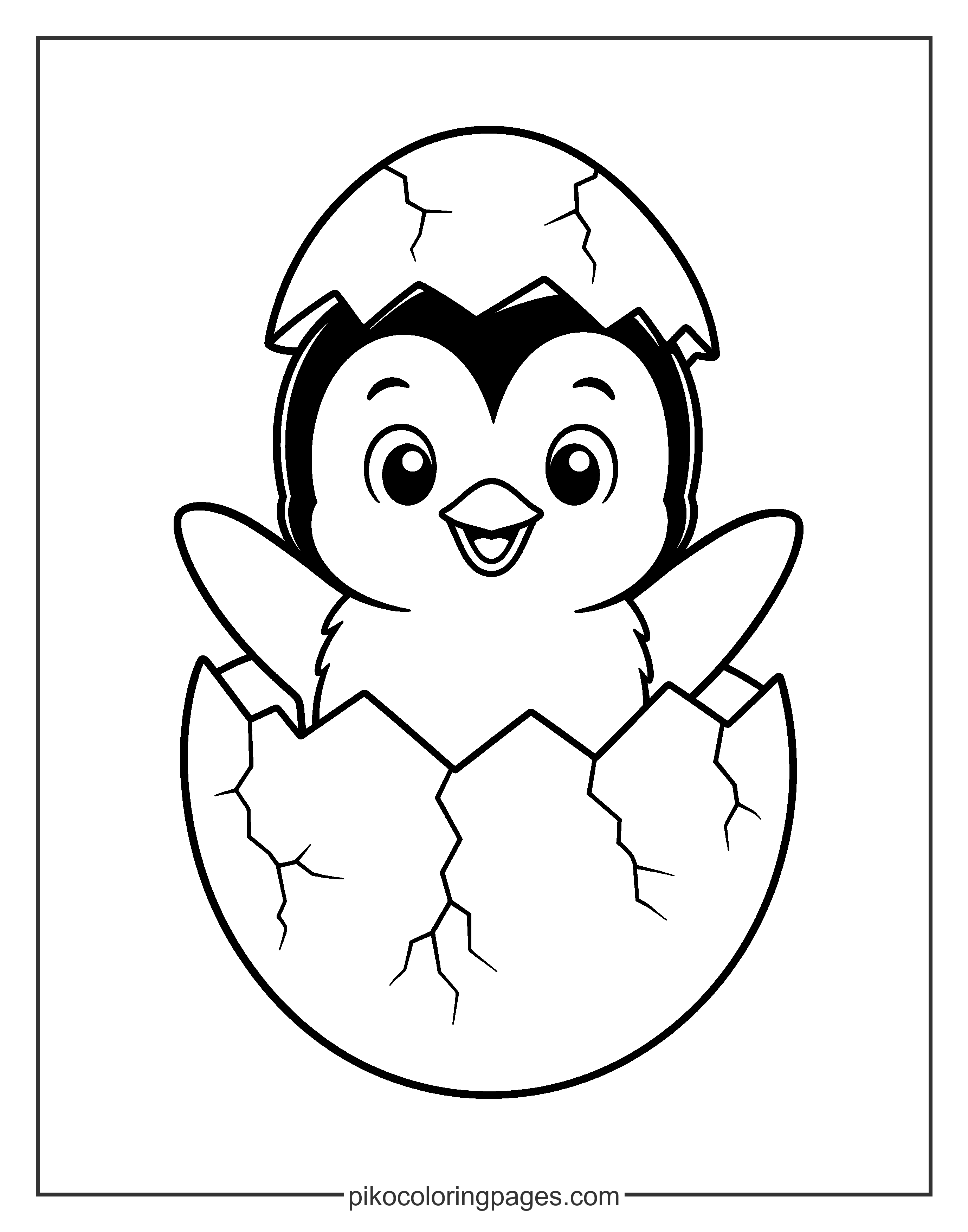 Look! A new baby penguin is hatching from its egg. A simple baby penguin chick hatching from an egg for toddlers.