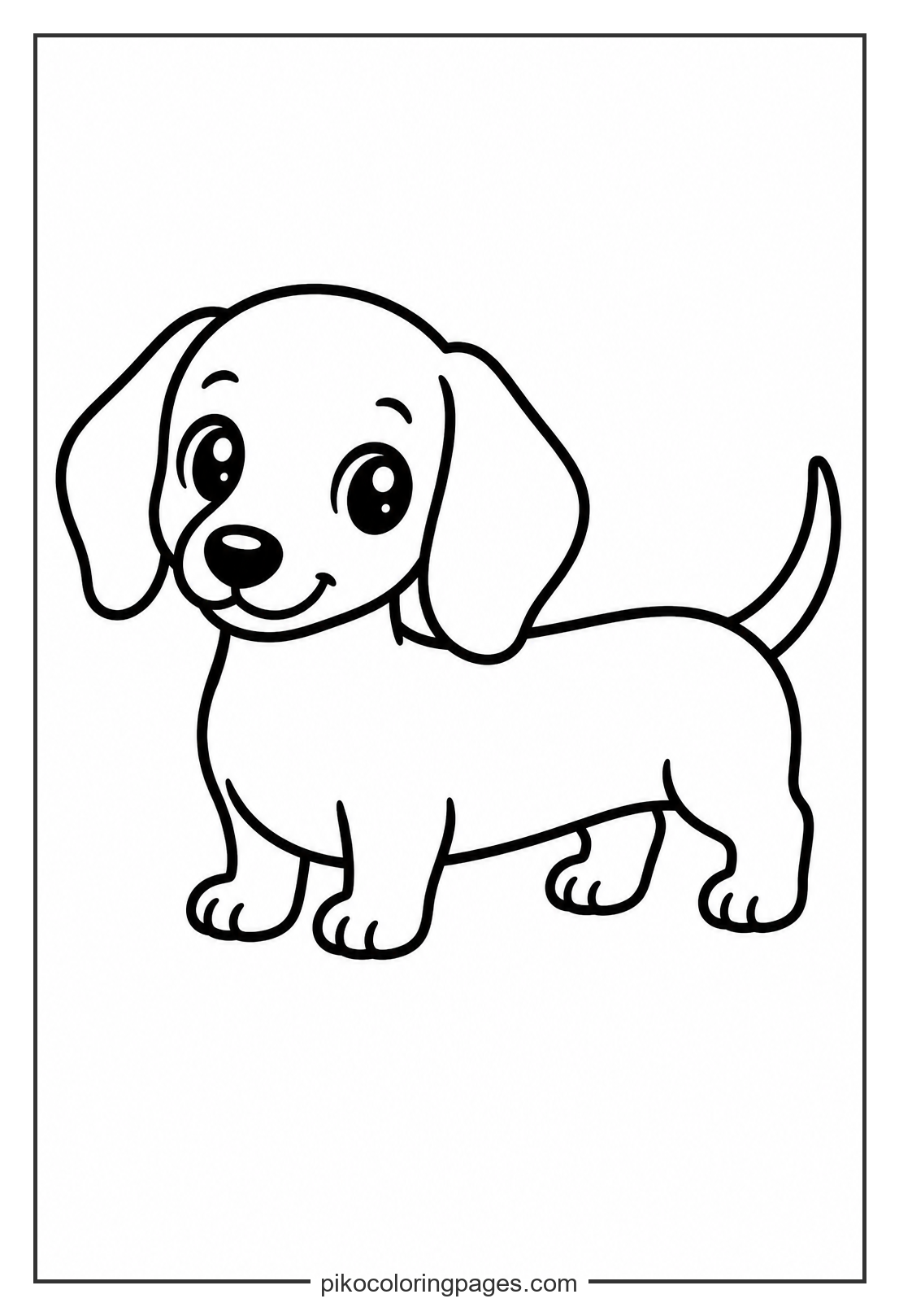 The 'wiener dog' puppy in a super cute kawaii style. kawaii dachshund puppy coloring page long dog