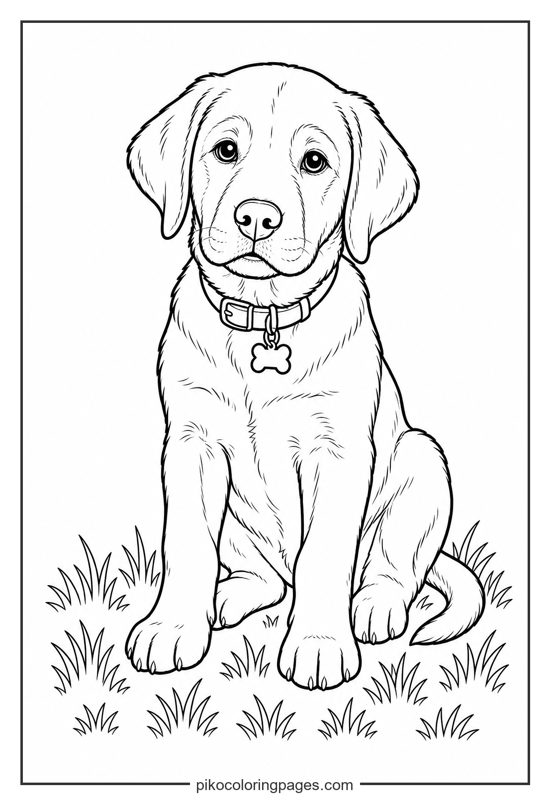 A realistic look at a loyal labrador retriever puppy. realistic labrador puppy coloring page for older kids