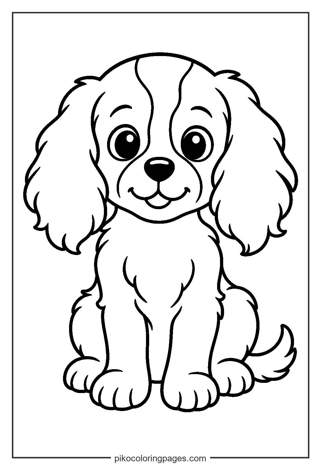 A gentle cavalier king charles puppy for easy coloring. simple cavalier king charles puppy coloring page