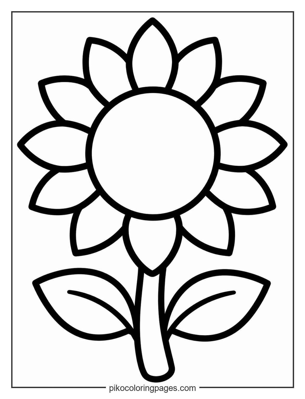 Big, bold lines make this perfect for the youngest artists. simple large sunflower with extra thick outlines for toddlers